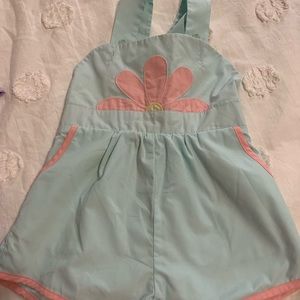 2T aqua and pink Ruthie Romper